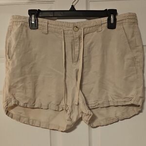GAP High-Waist Flax-Cotton-Blend Shorts - Beige - 3 Inch Inseam